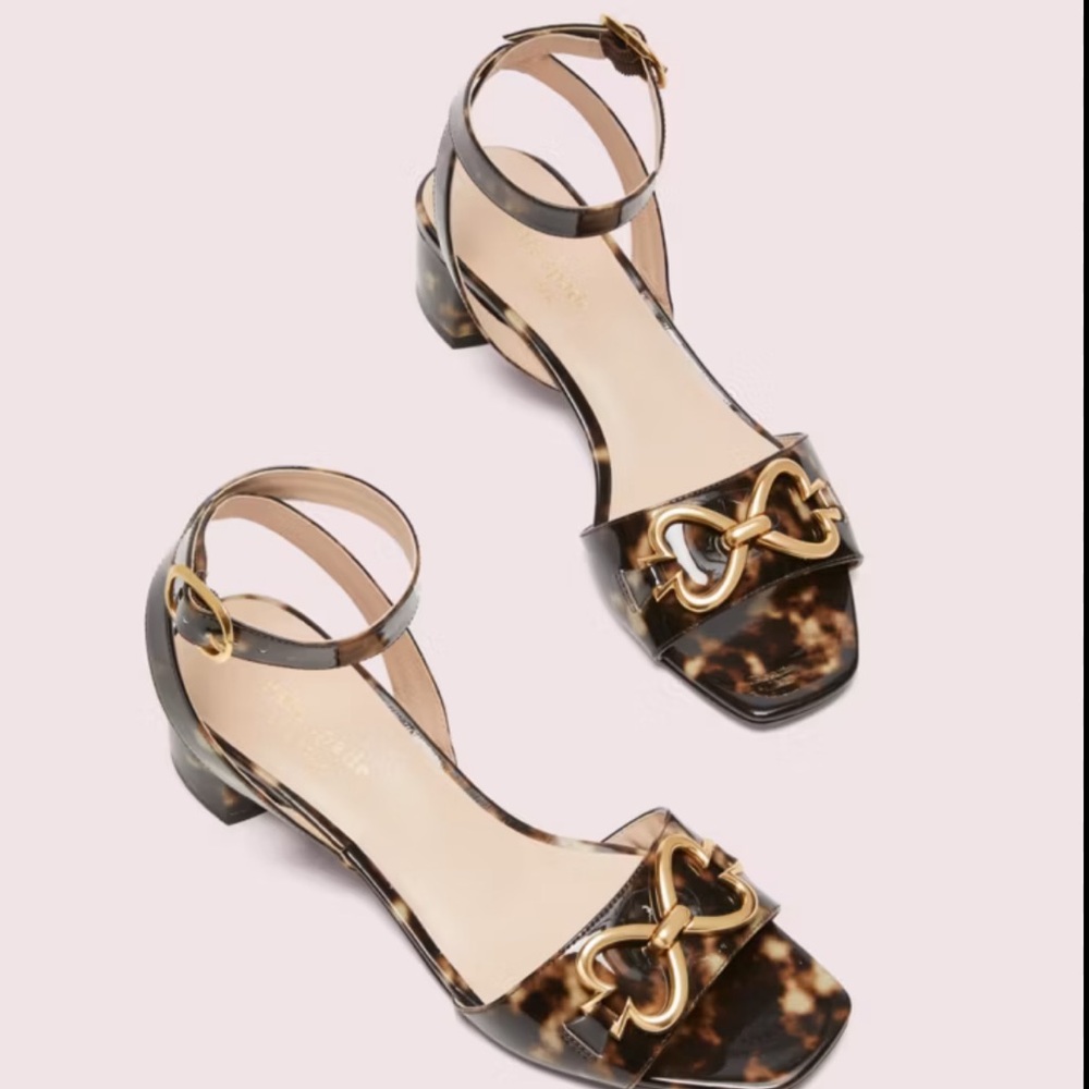 Kate Spade lagoon heart chain light tan soft tortoise patent leather 7.5 EUC